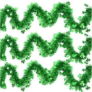 St. Patrick's Day Shamrocks Tinsel Garlands Green Clover Metallic Tinsel Garland St. Patrick's Day Decorations Hanging Garland for St. Patrick's Day Home Outdoor Decor-2PC